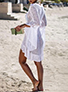 WMNS Bat Wing and Cut Out Linen Beach Cover Up